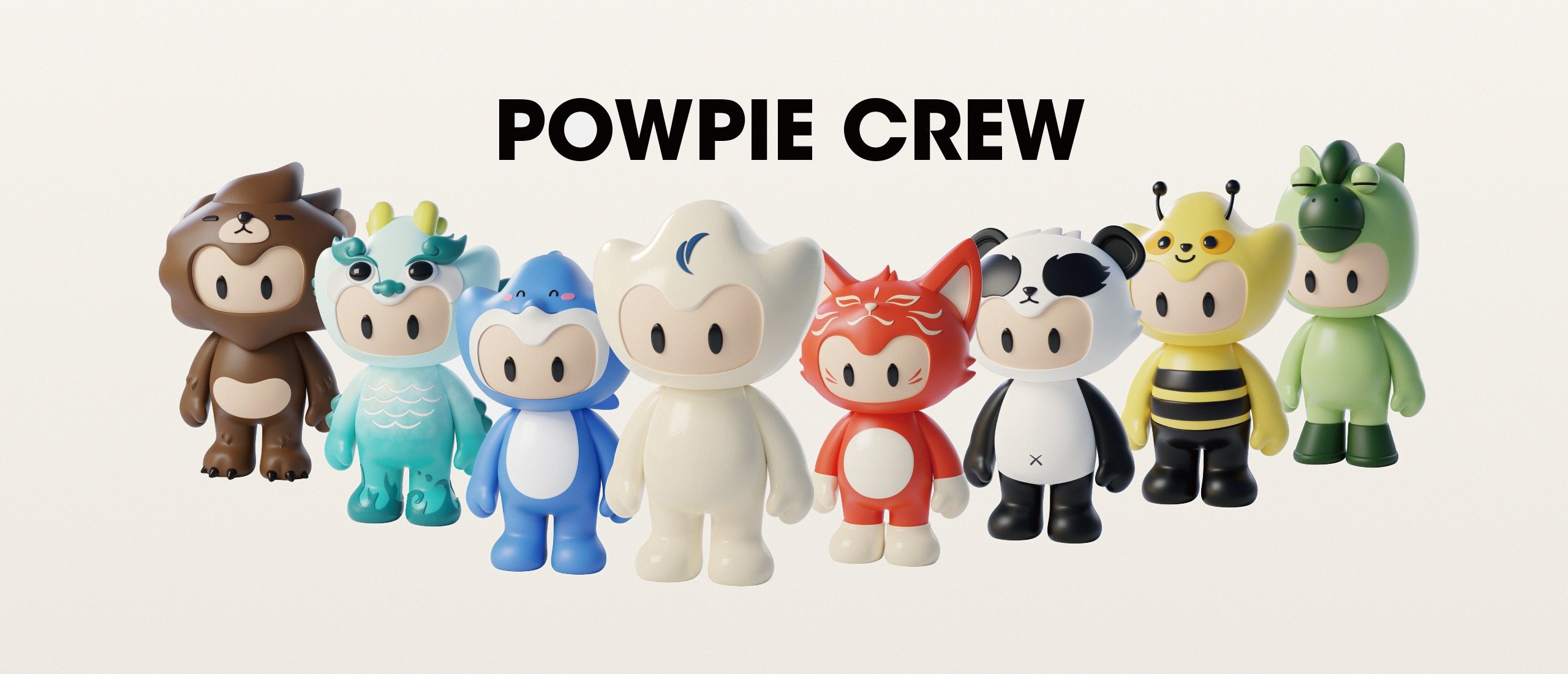 The eight POWPIE CREW characters